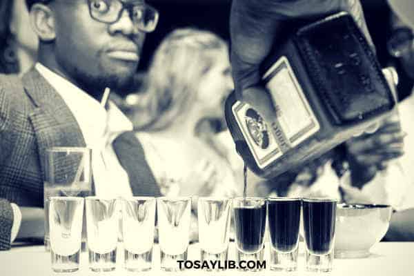 Astonished at bartender pouring liquor