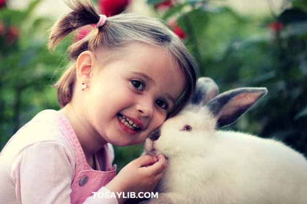 girl in pink with cute bunny