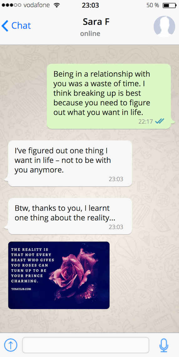 breakup text what you want in life