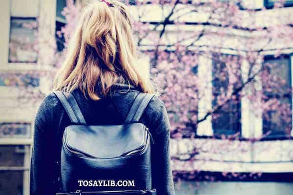 back to school leather backpack woman cherry blossom