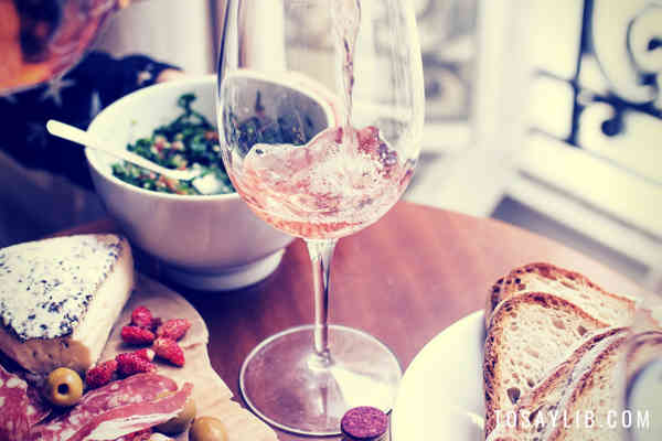 wine rose parma ham bread restaurant