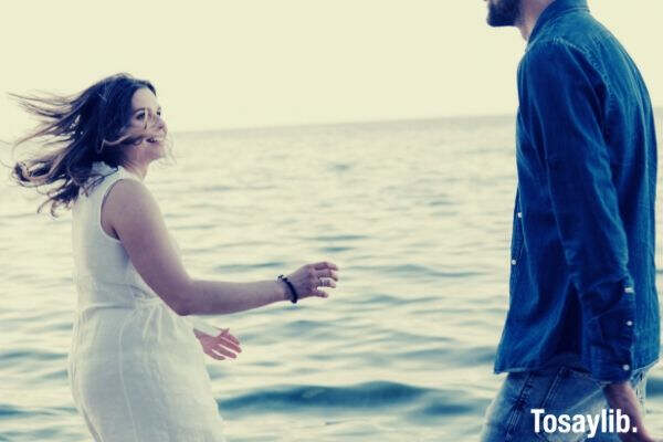 love story couple on the seaside of ocean