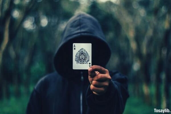 ace cards hooded hood man adult