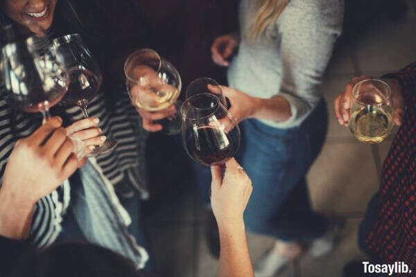 celebrate wine glass raise happy people