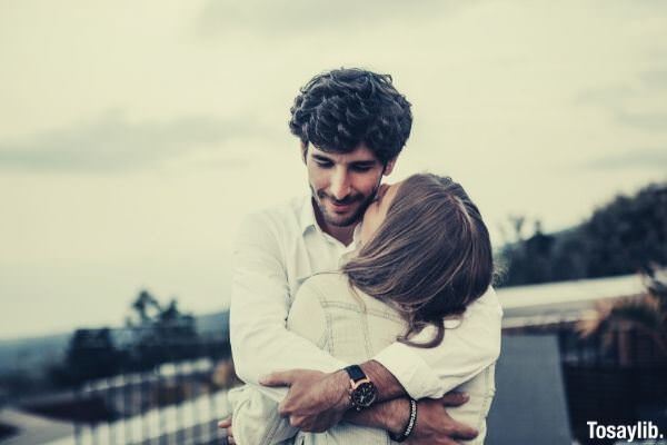 couple hug happy smile white