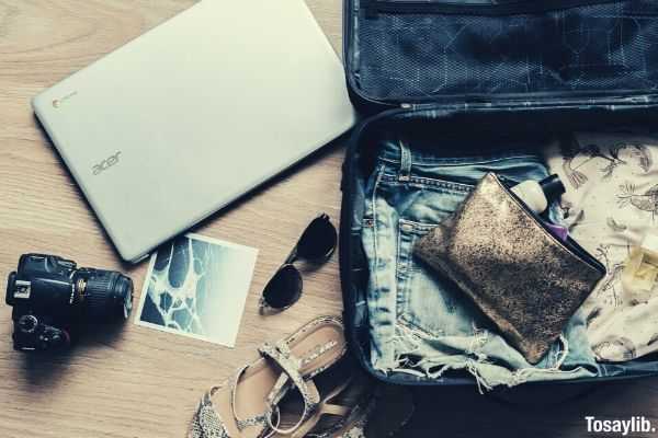 black dslr camera near laptop photo and bag