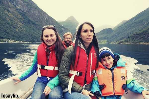 boat trip family on the lake