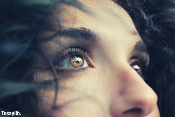 close up photo of a woman s eyes and face brown eyes