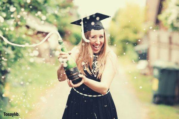 graduation graduate girl black dress champagne