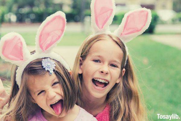 two girls easter basket bunny band