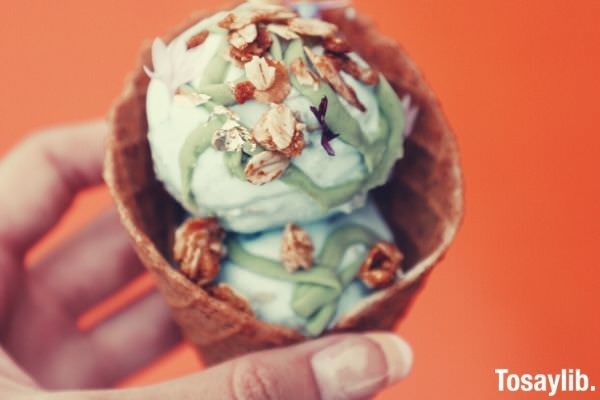 Photo of vanilla ice cream with peanuts on top