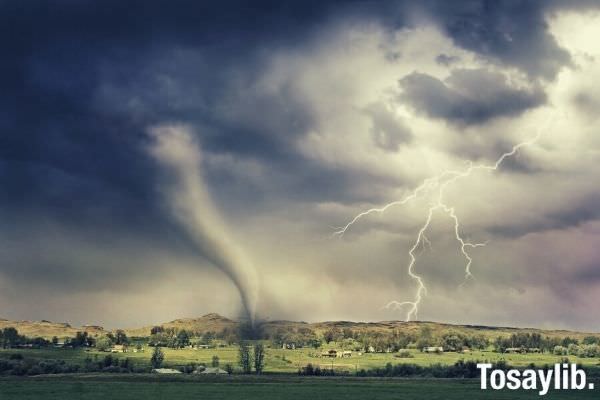 photo of lightning and tornado hitting the village green fields
