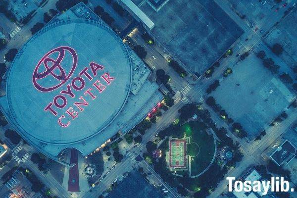 aerial photo of toyota center basketball court