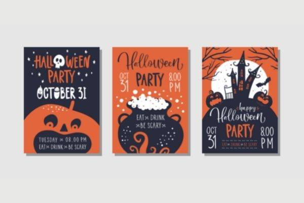 04 vector set halloween party invitations greeting