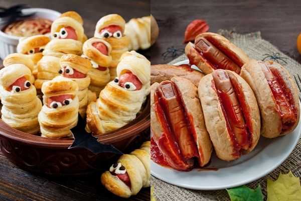 08 scary sausage mummies dough funny eyes