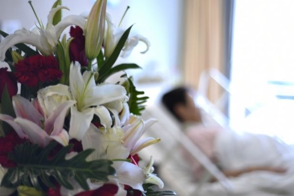 blurred background bouquet flowers patient hospital