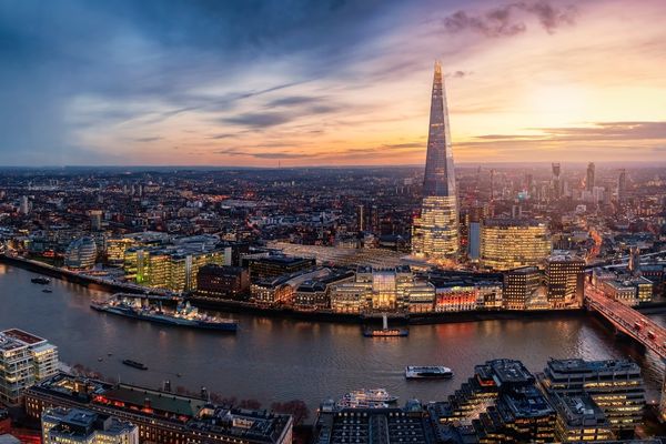 panoramic view illuminated skyline london united