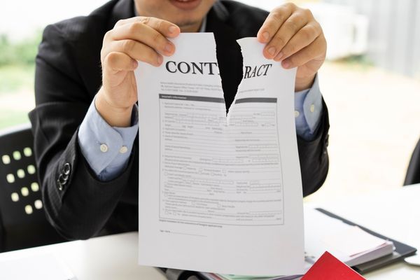 hands businessman ripping contract agreement papercontract