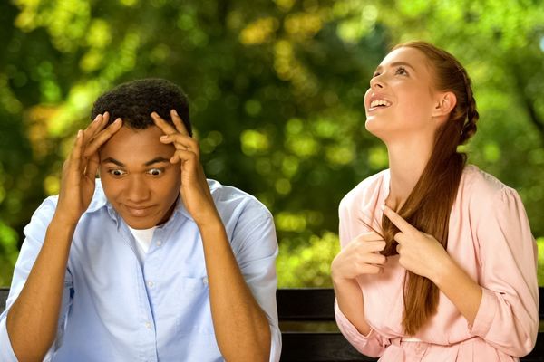 mixedrace guy shocked by talkative annoying girl