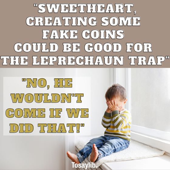 leprechaun trap fake coins boy cry