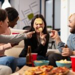 Feature-friends-enjoying-drinking game chips sticky memo