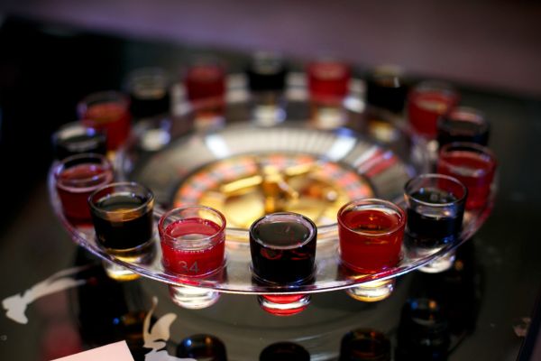 table style roulette drinking shot glass