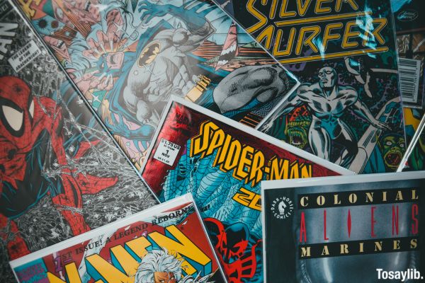 Collection of superhero magazines comic books