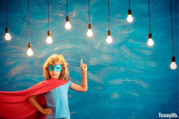 Superhero Child lightbulbs drawing ideas for writing